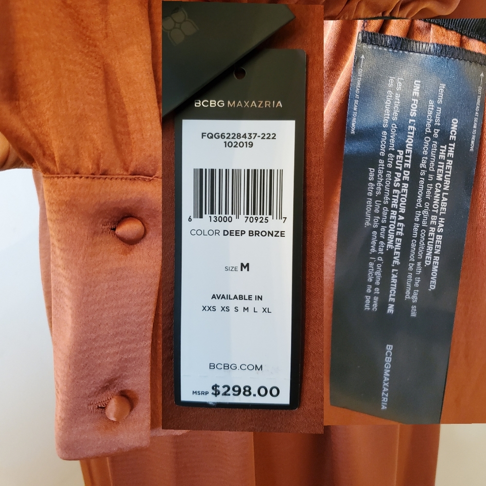 🔥Bcbgmaxazaria Bronze Midi Grommet Belt Dr - Picture 8 of 8